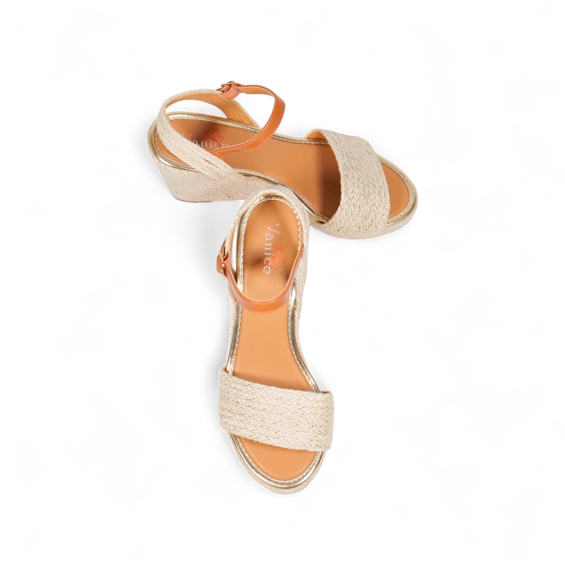 Sandalias de cuña con tira de brillo