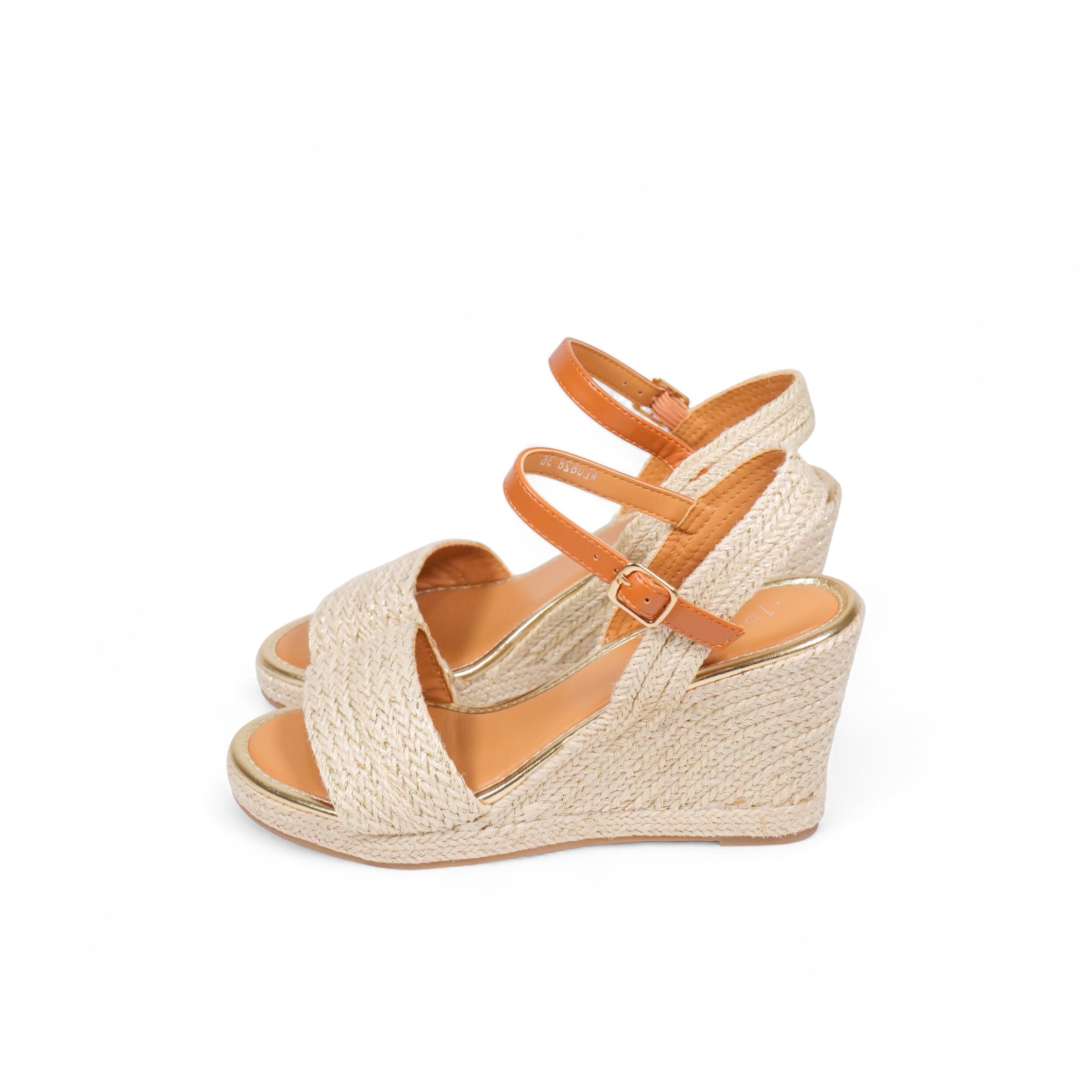Sandalias de cuña con tira de brillo
