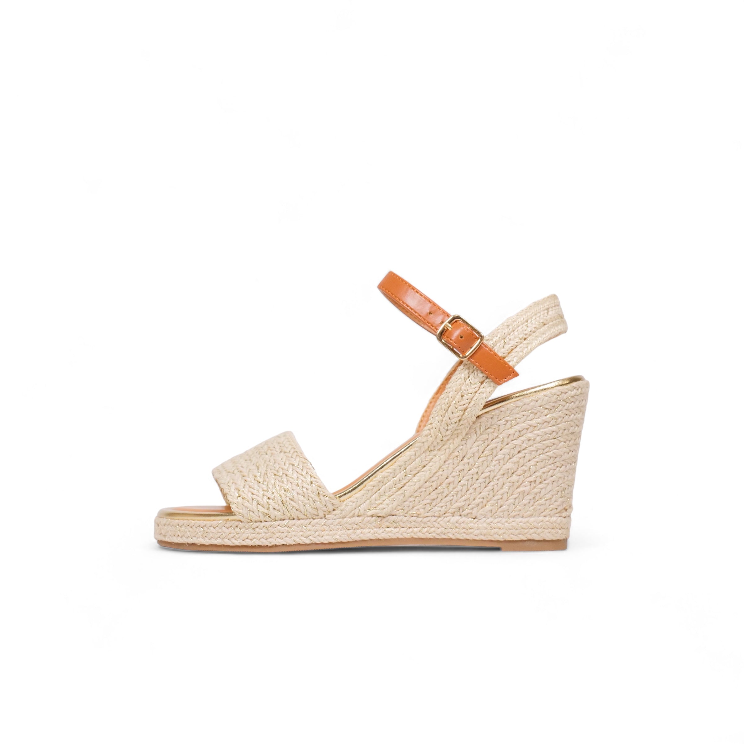 Sandalias de cuña con tira de brillo