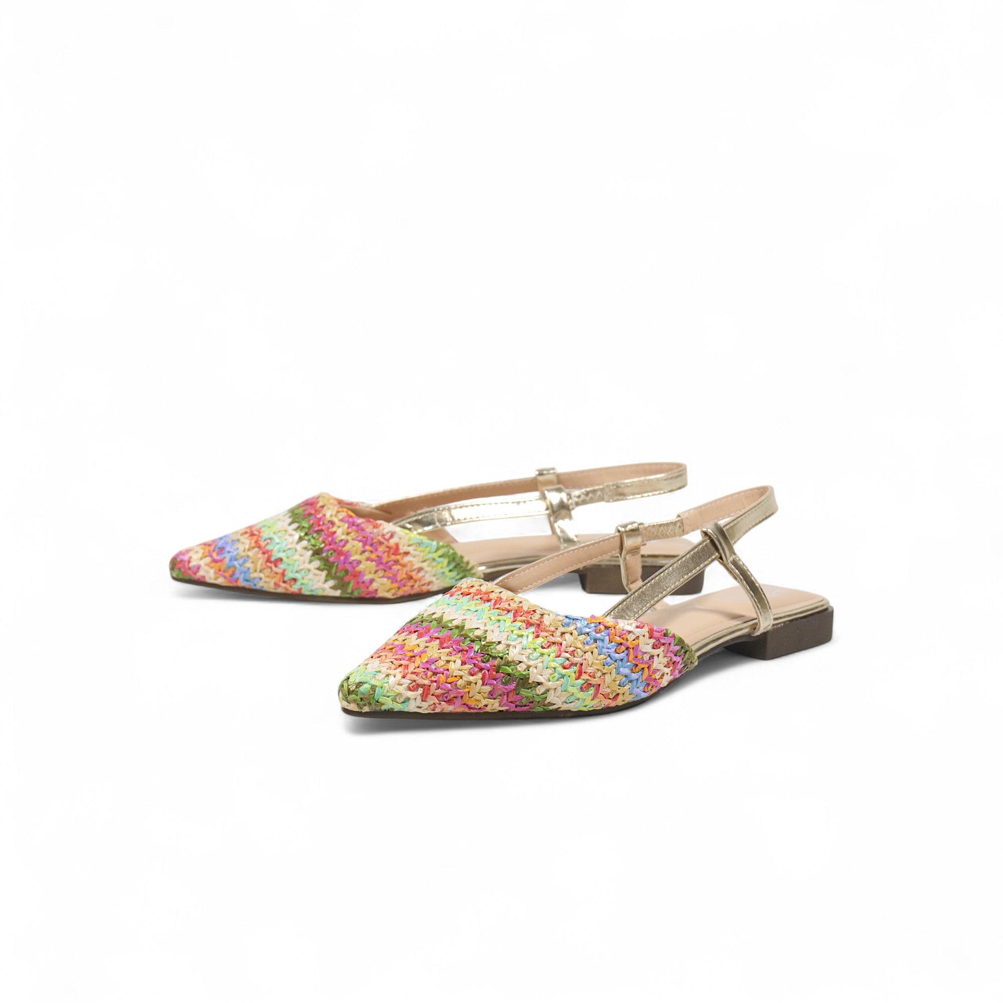 Sandalias planas de tiras de colores