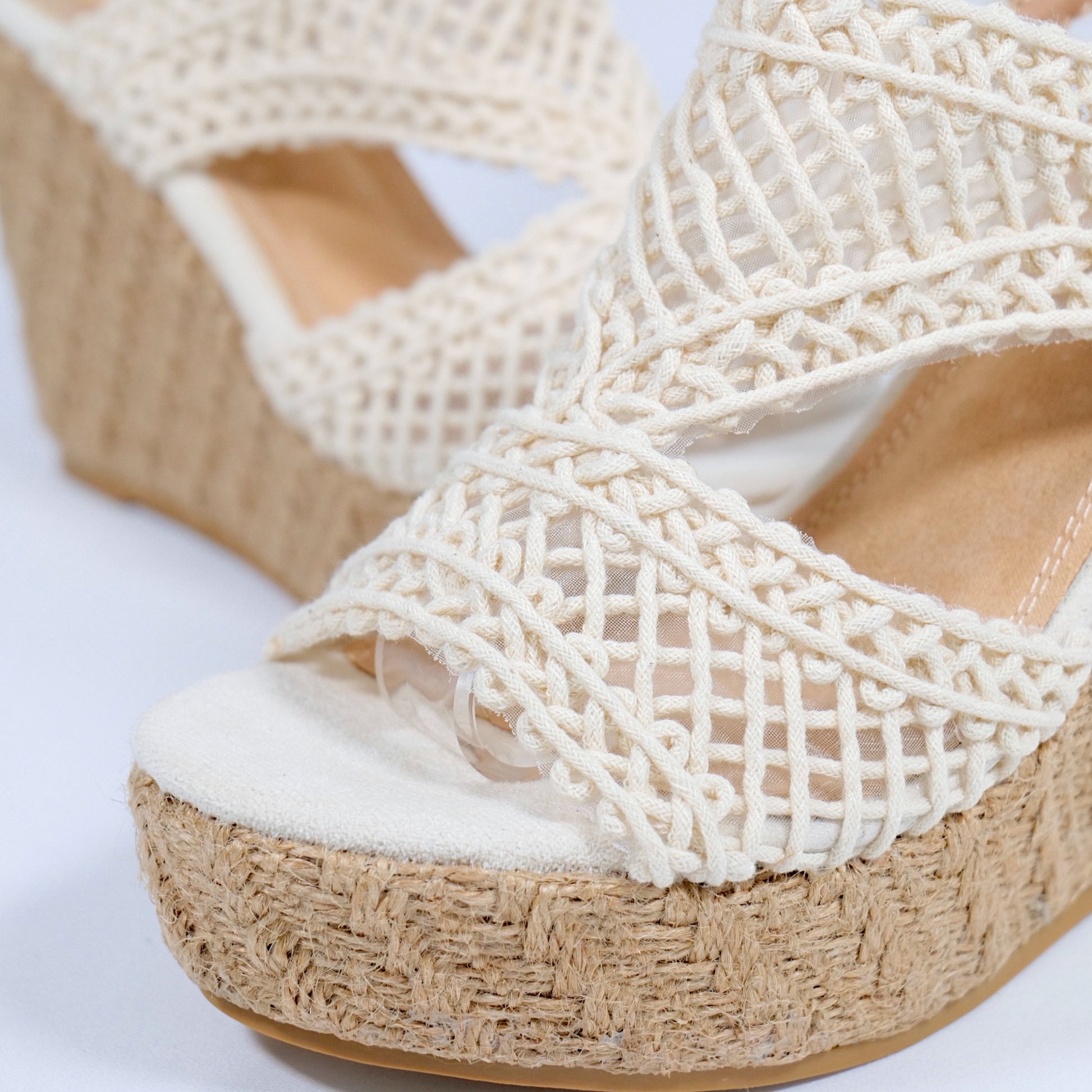 Sandalias de Plataforma con Yute y Tejido Artesanal Brillante