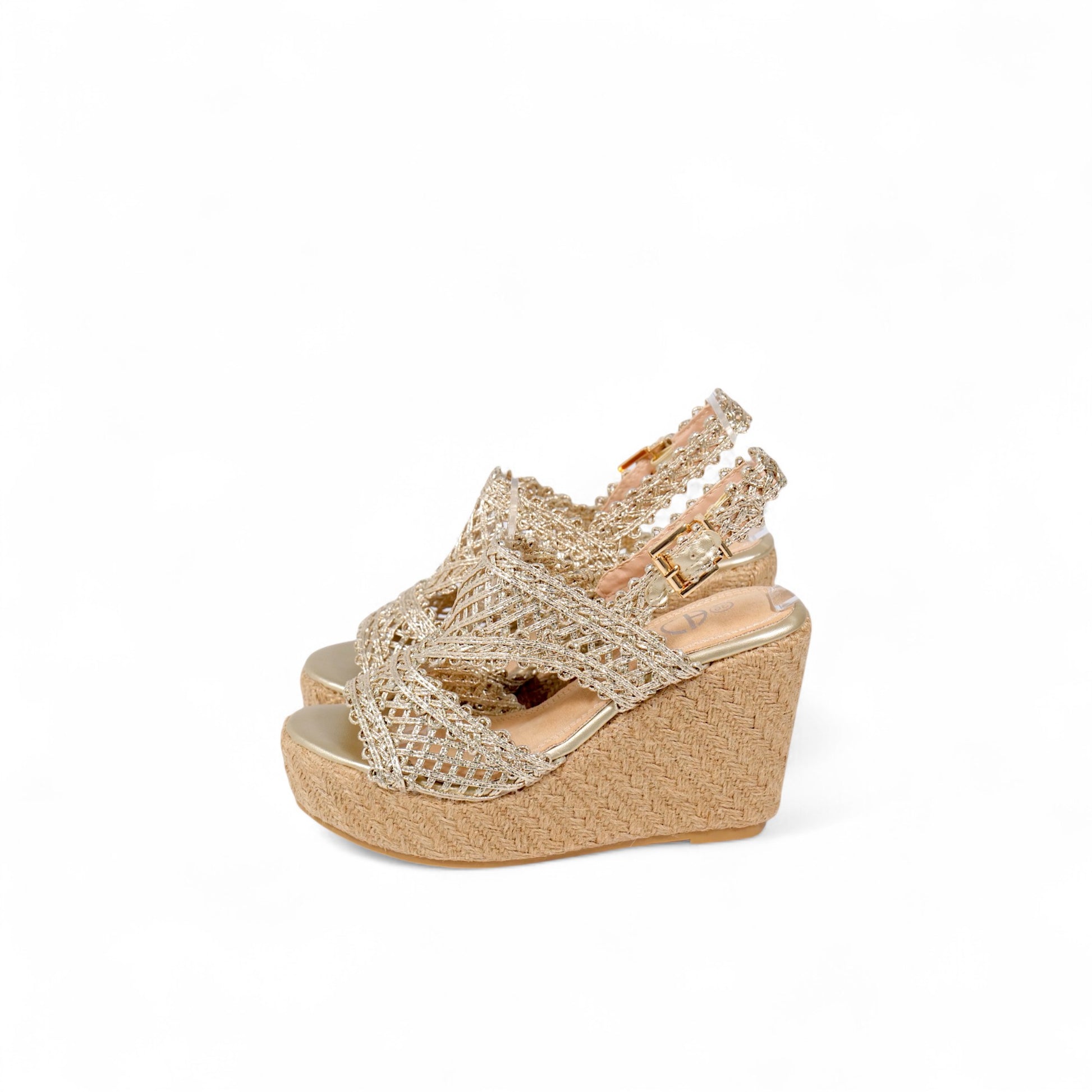 Sandalias de Plataforma con Yute y Tejido Artesanal Brillante