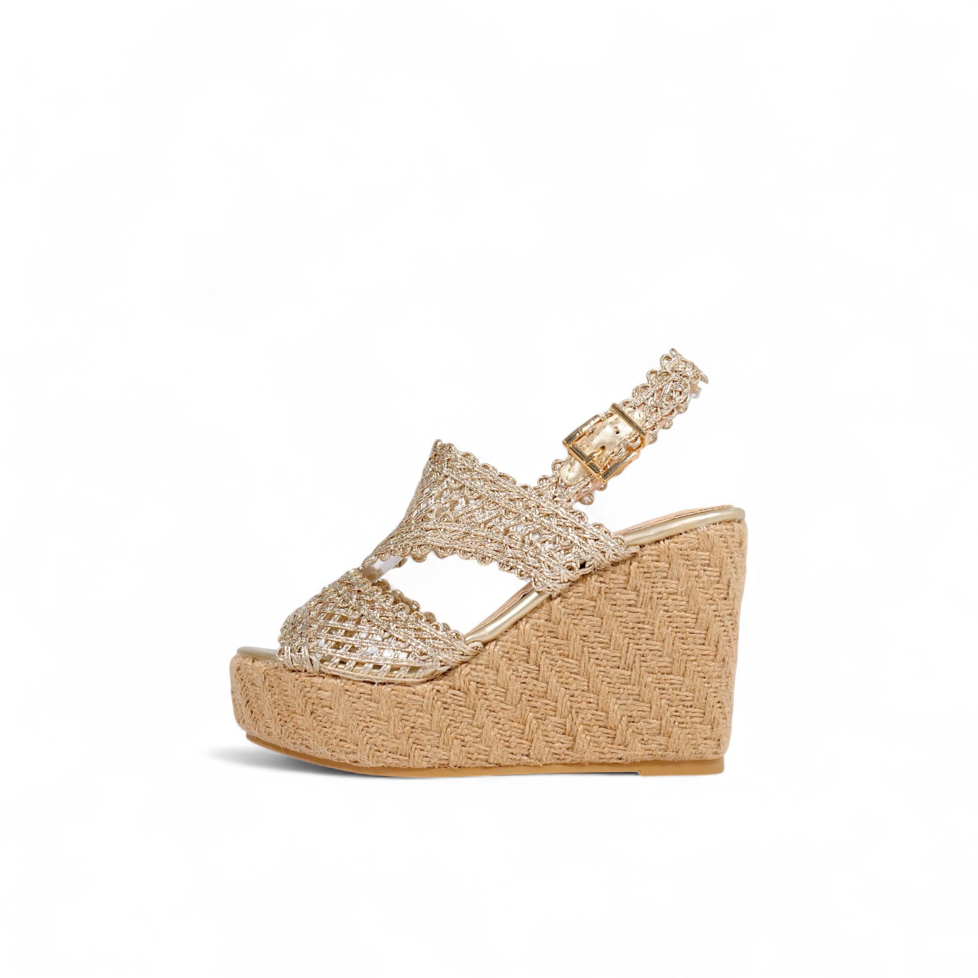 Sandalias de Plataforma con Yute y Tejido Artesanal Brillante