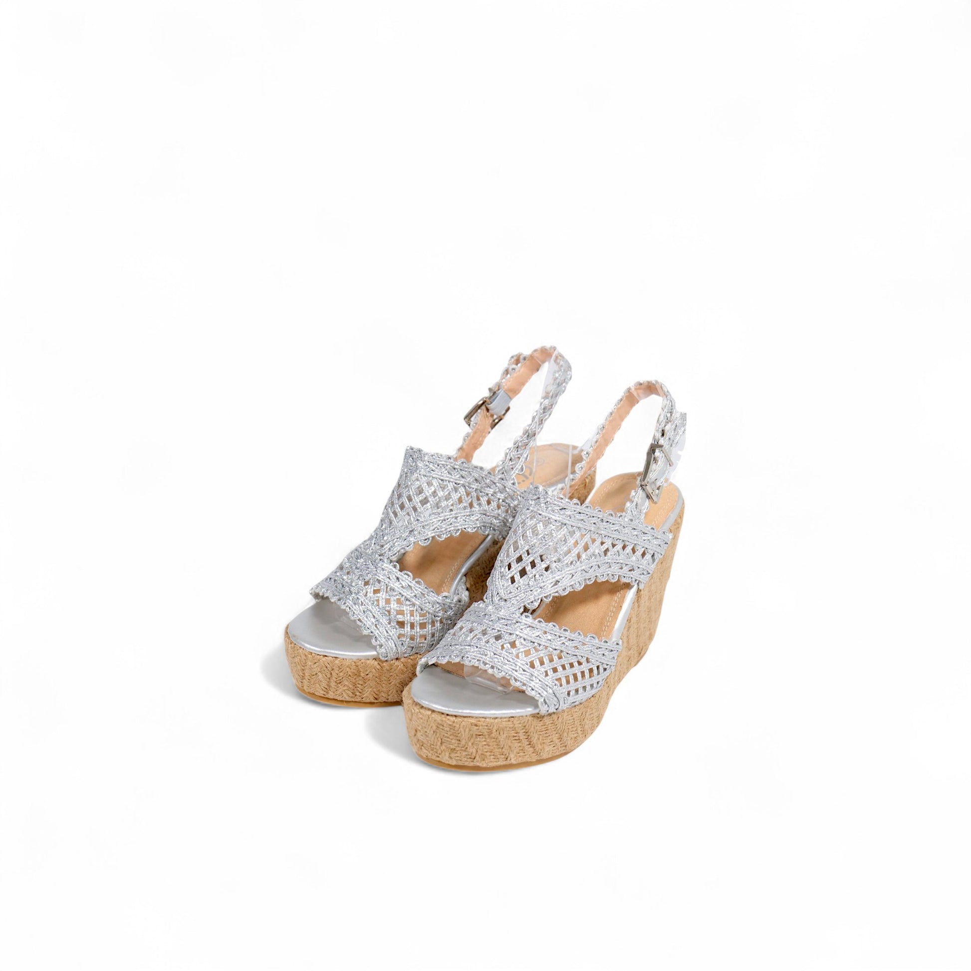 Sandalias de Plataforma con Yute y Tejido Artesanal Brillante