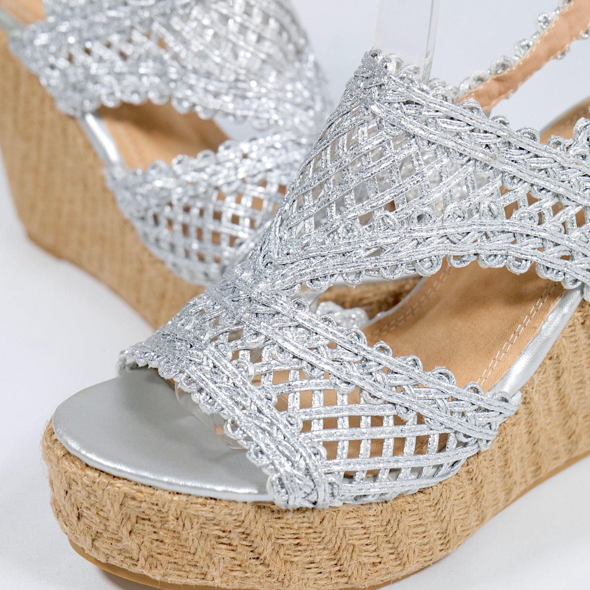 Sandalias de Plataforma con Yute y Tejido Artesanal Brillante