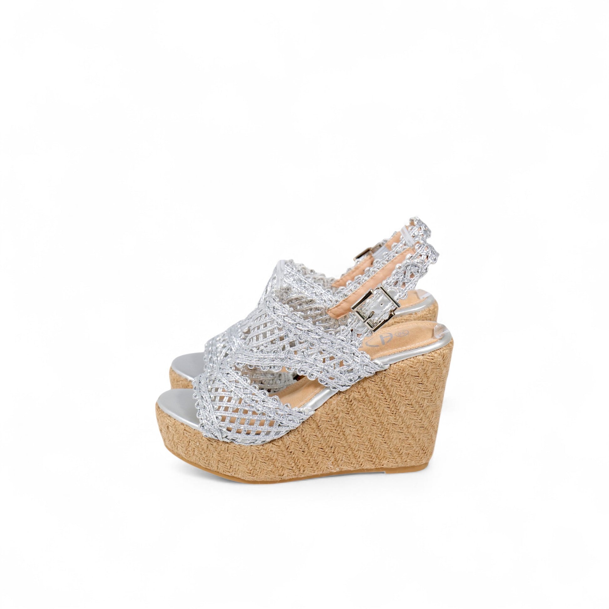 Sandalias de Plataforma con Yute y Tejido Artesanal Brillante