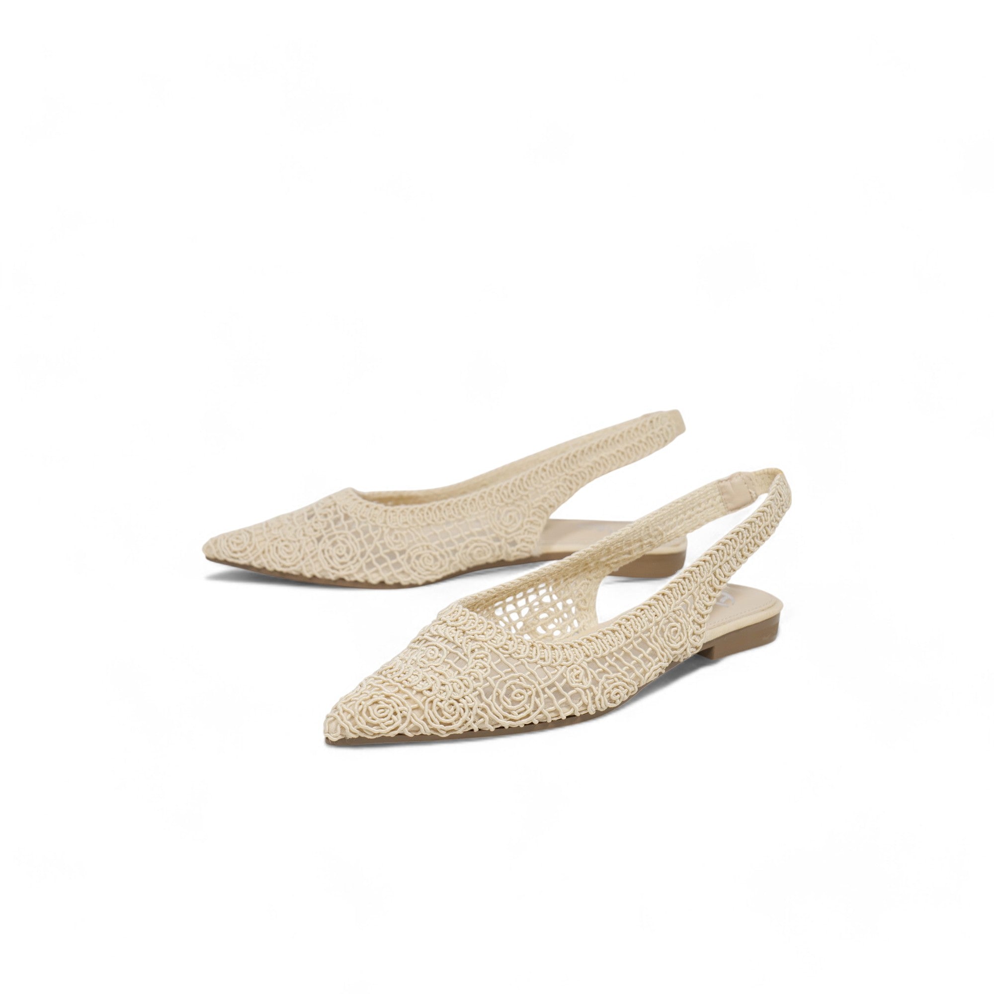 Sandalias planas Slingback de encaje bordado