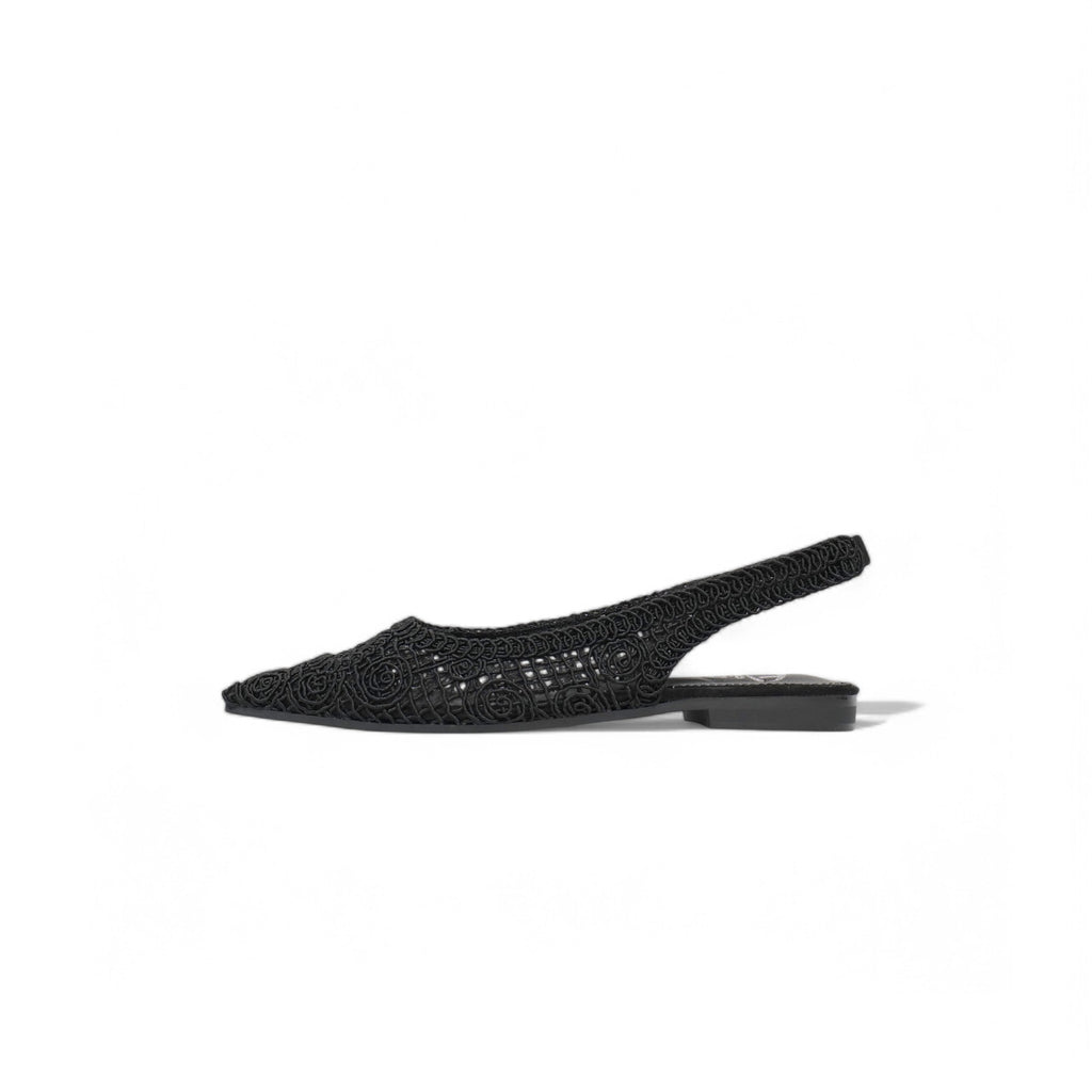 Sandalias planas Slingback de encaje bordado