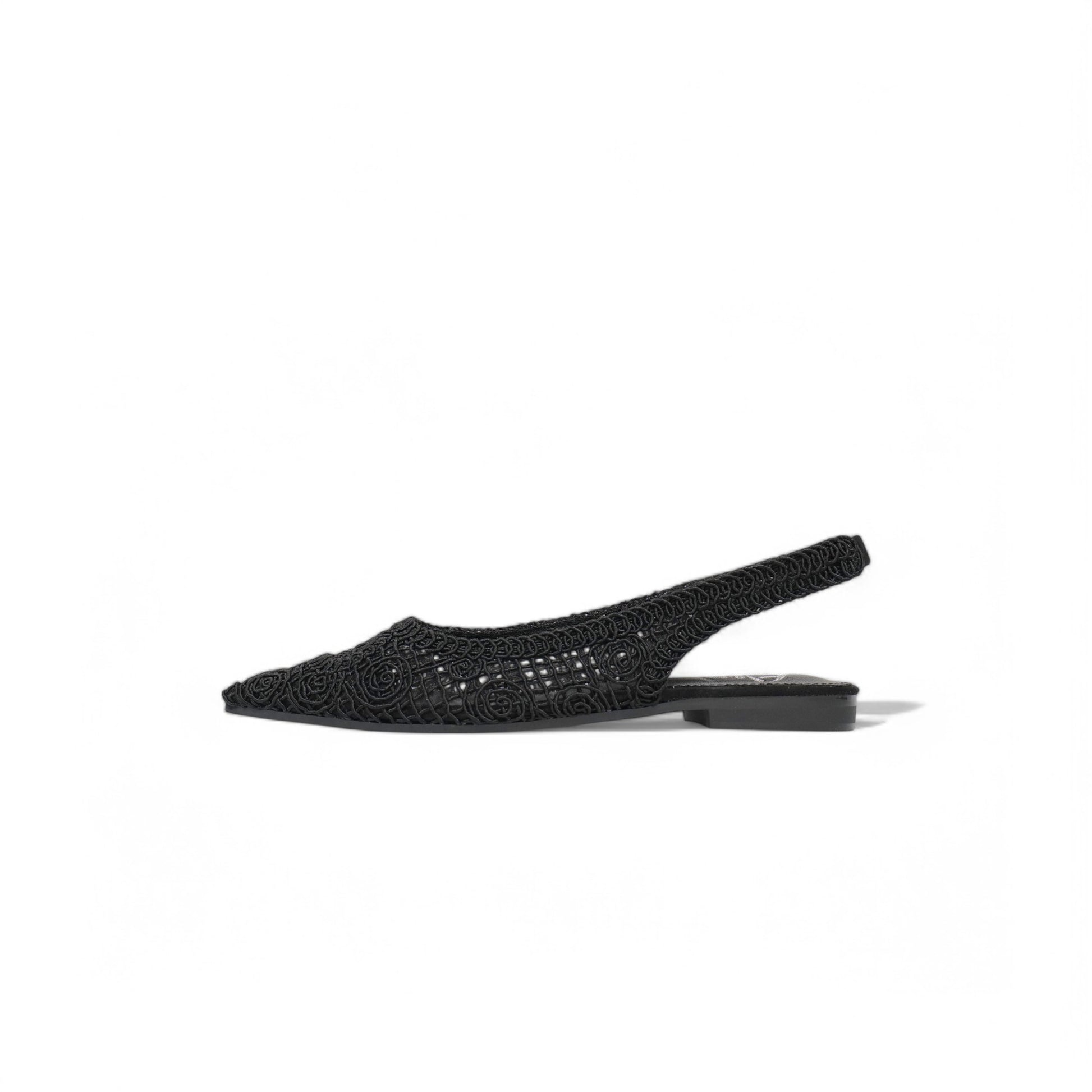 Sandalias planas Slingback de encaje bordado