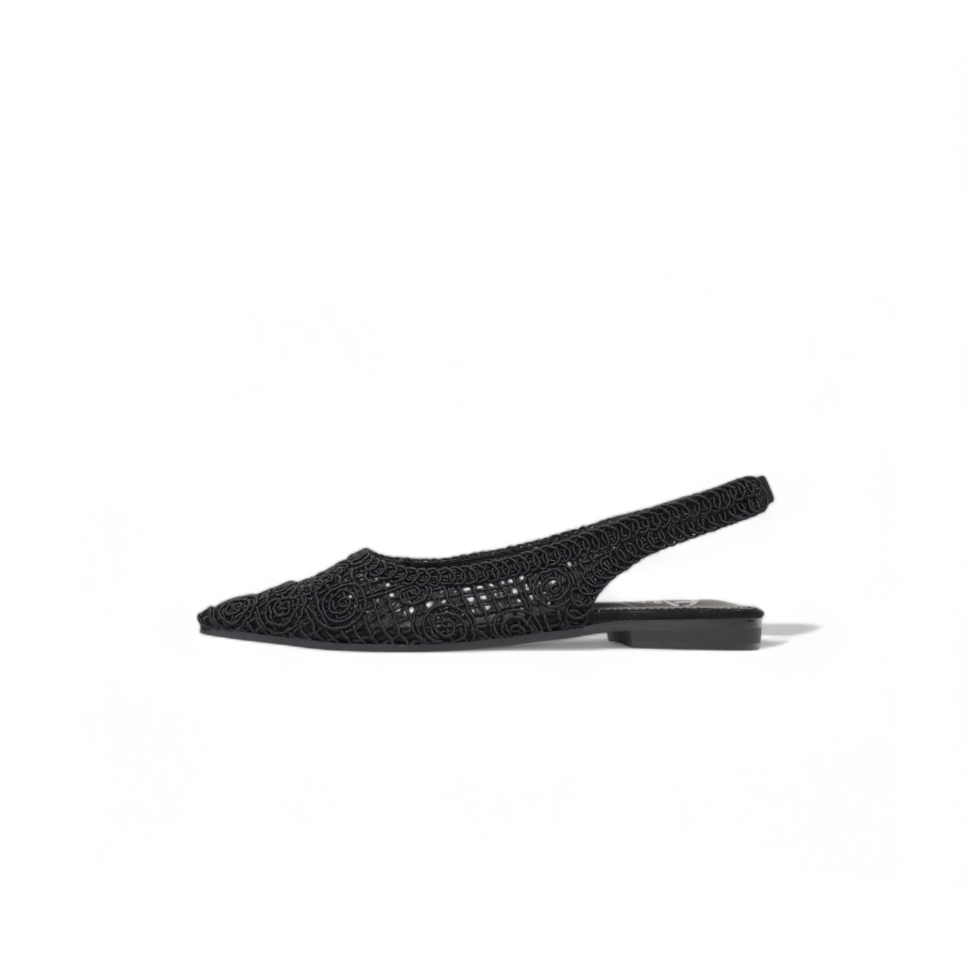 Sandalias planas Slingback de encaje bordado