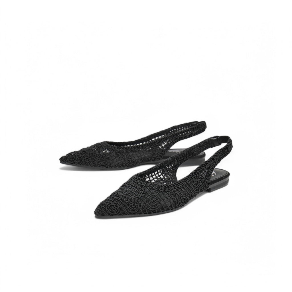 Sandalias planas Slingback de encaje bordado