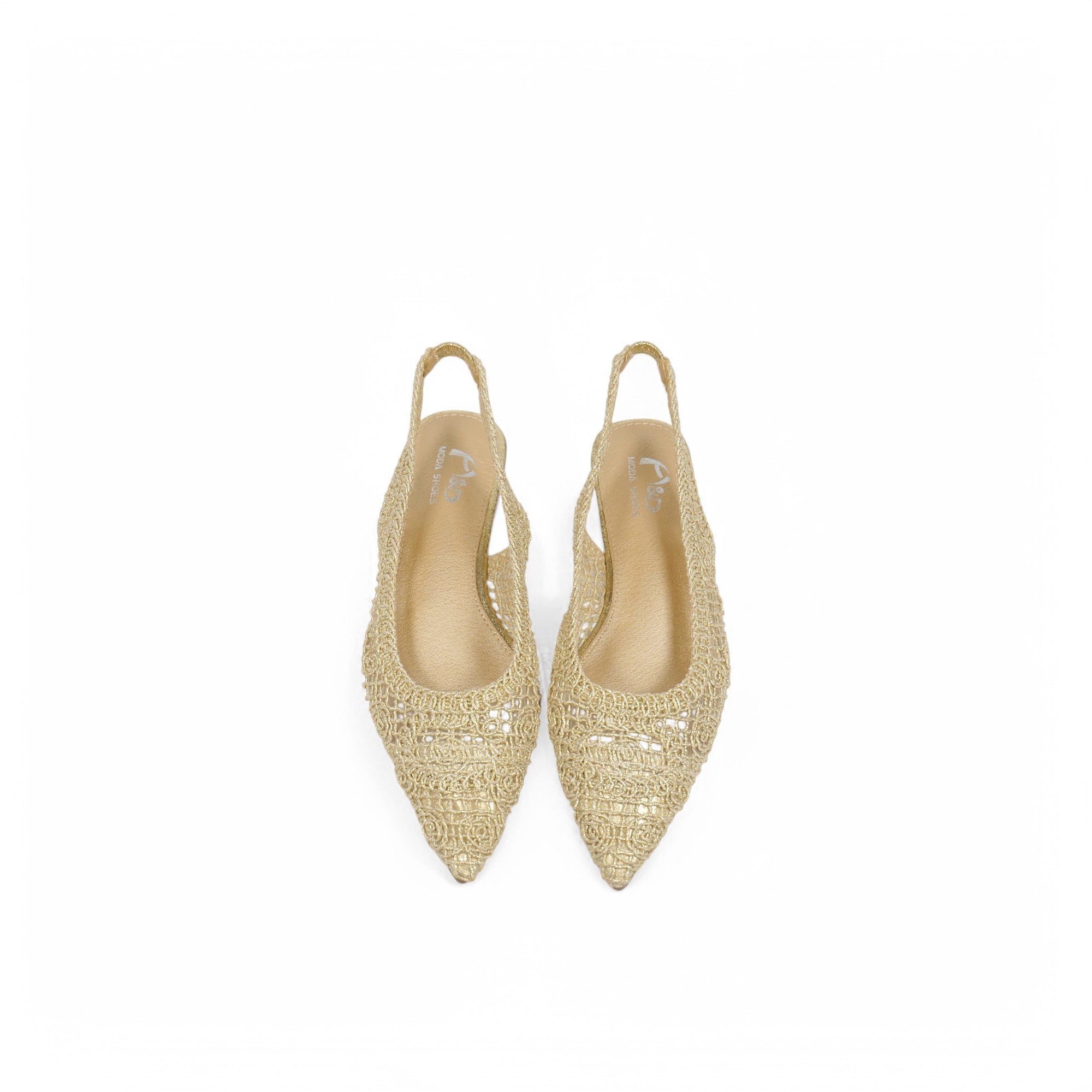 Sandalias planas Slingback de encaje bordado