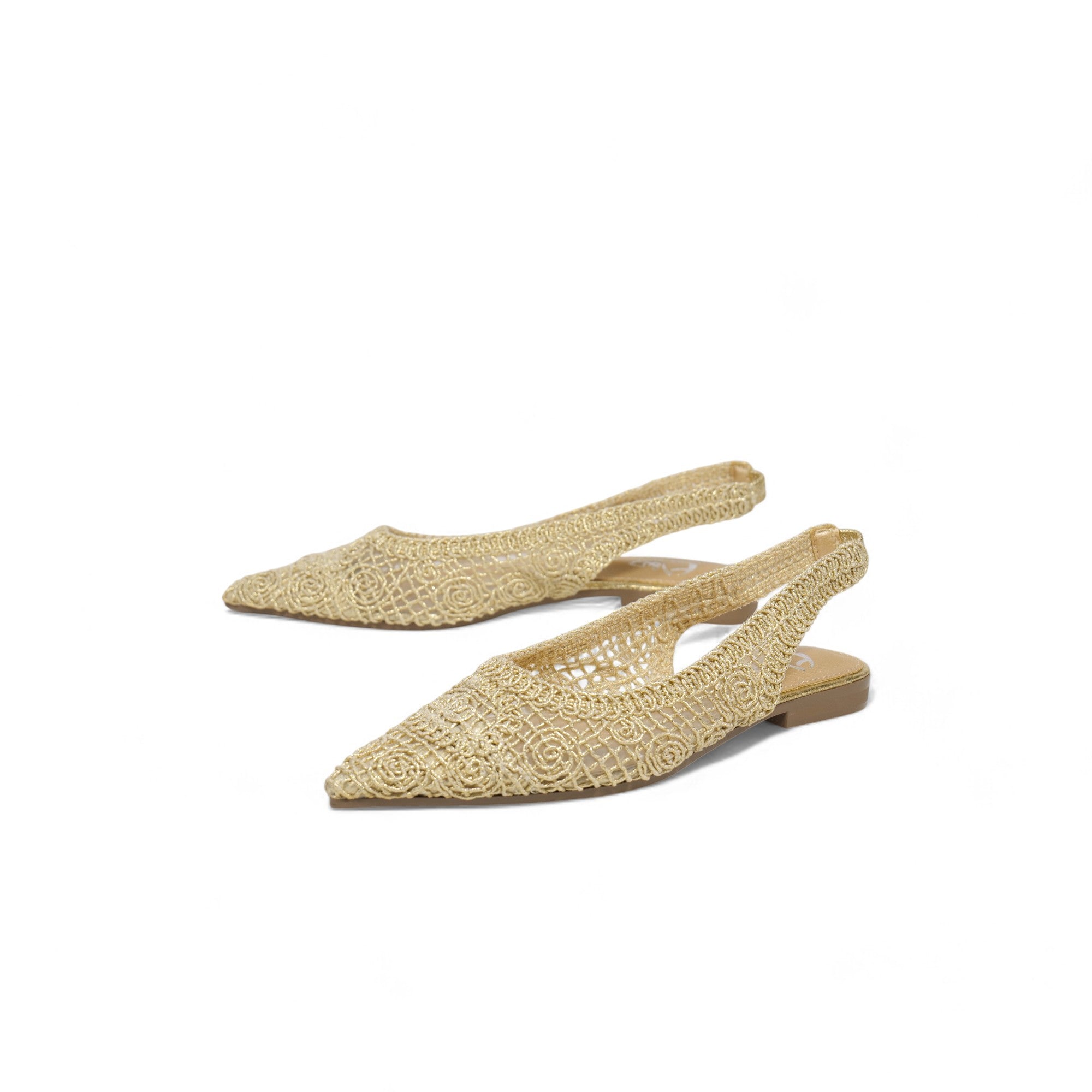 Sandalias planas Slingback de encaje bordado