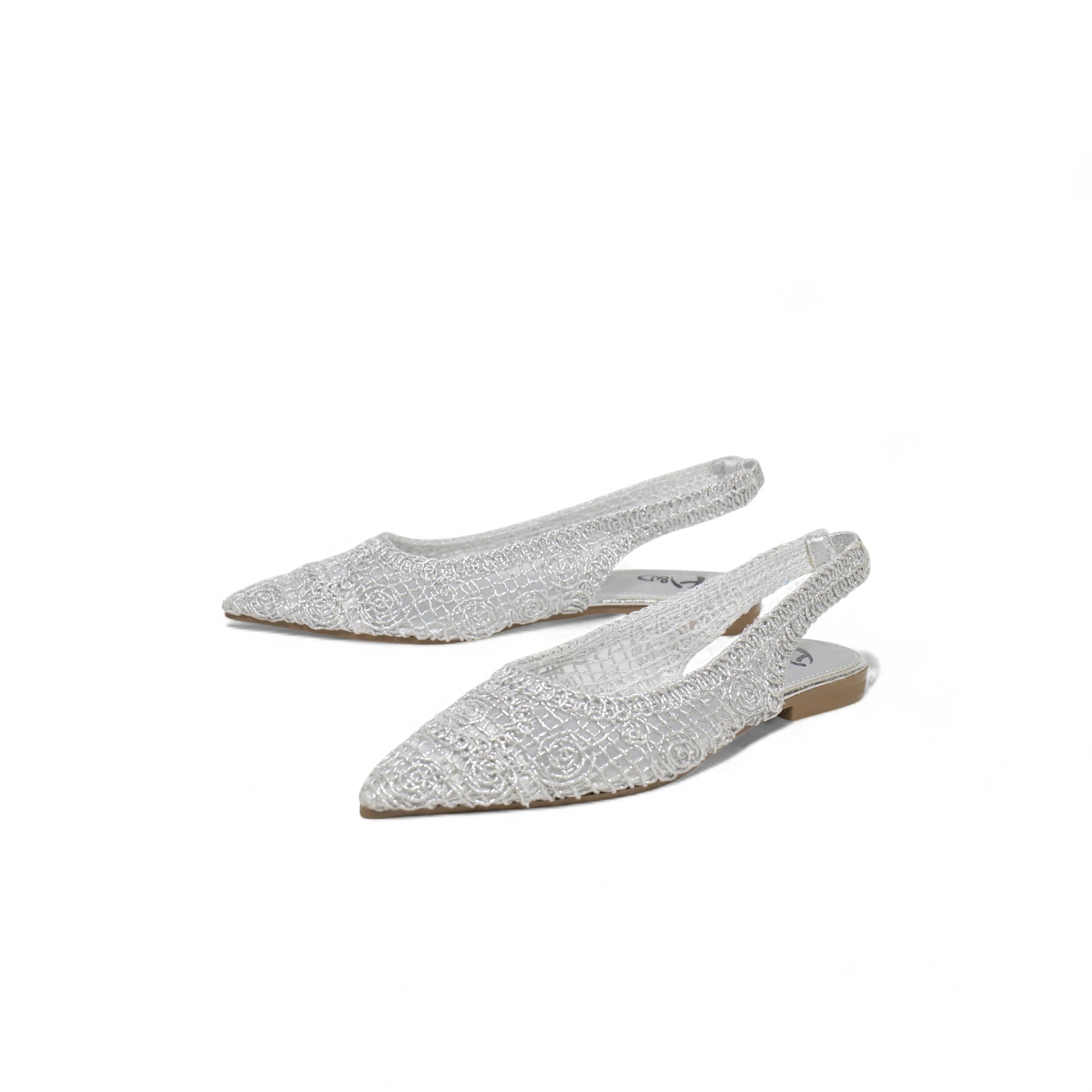Sandalias planas Slingback de encaje bordado