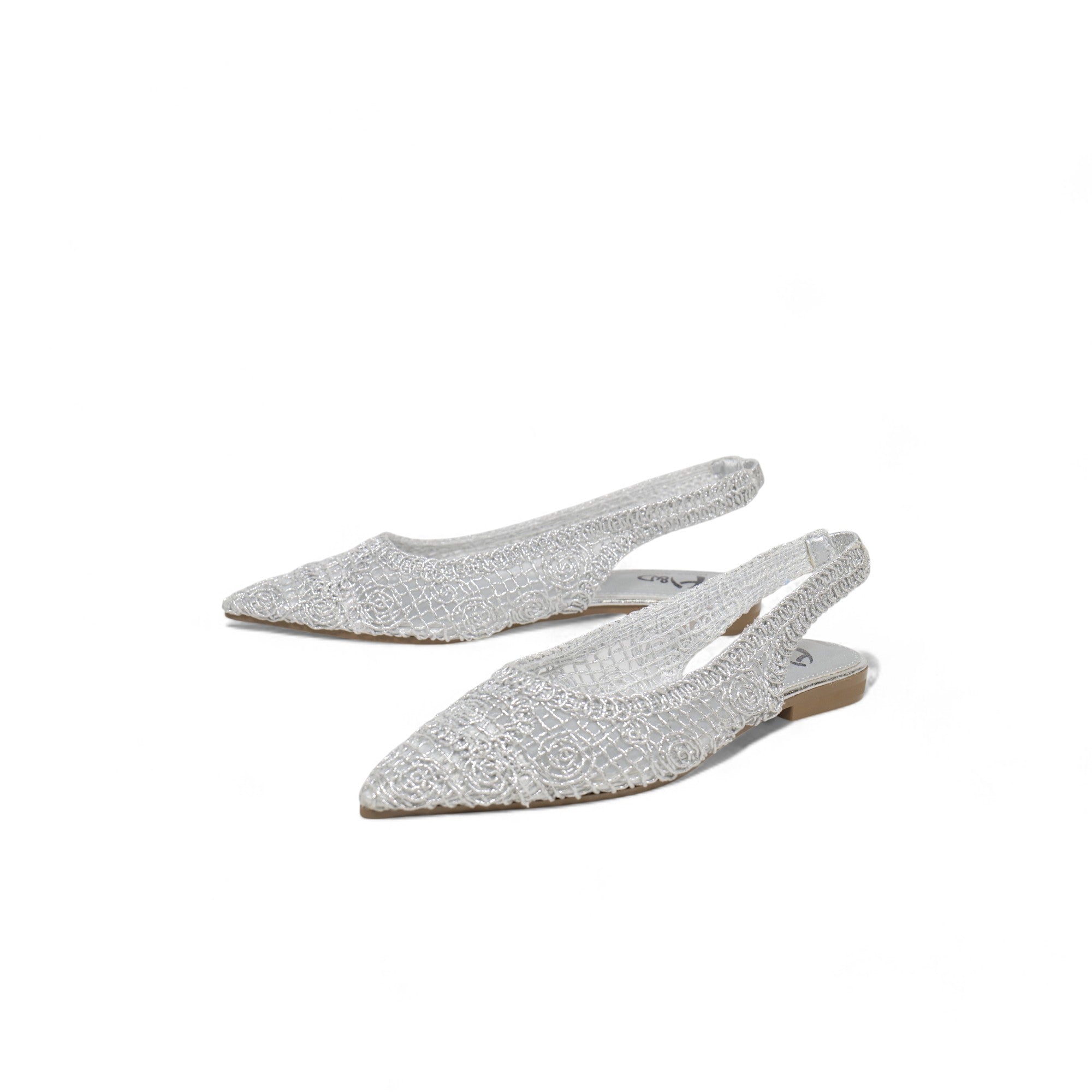 Sandalias planas Slingback de encaje bordado