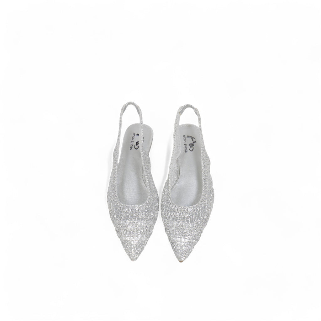 Sandalias planas Slingback de encaje bordado