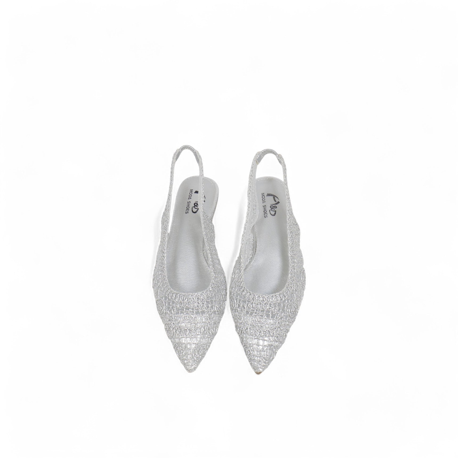 Sandalias planas Slingback de encaje bordado
