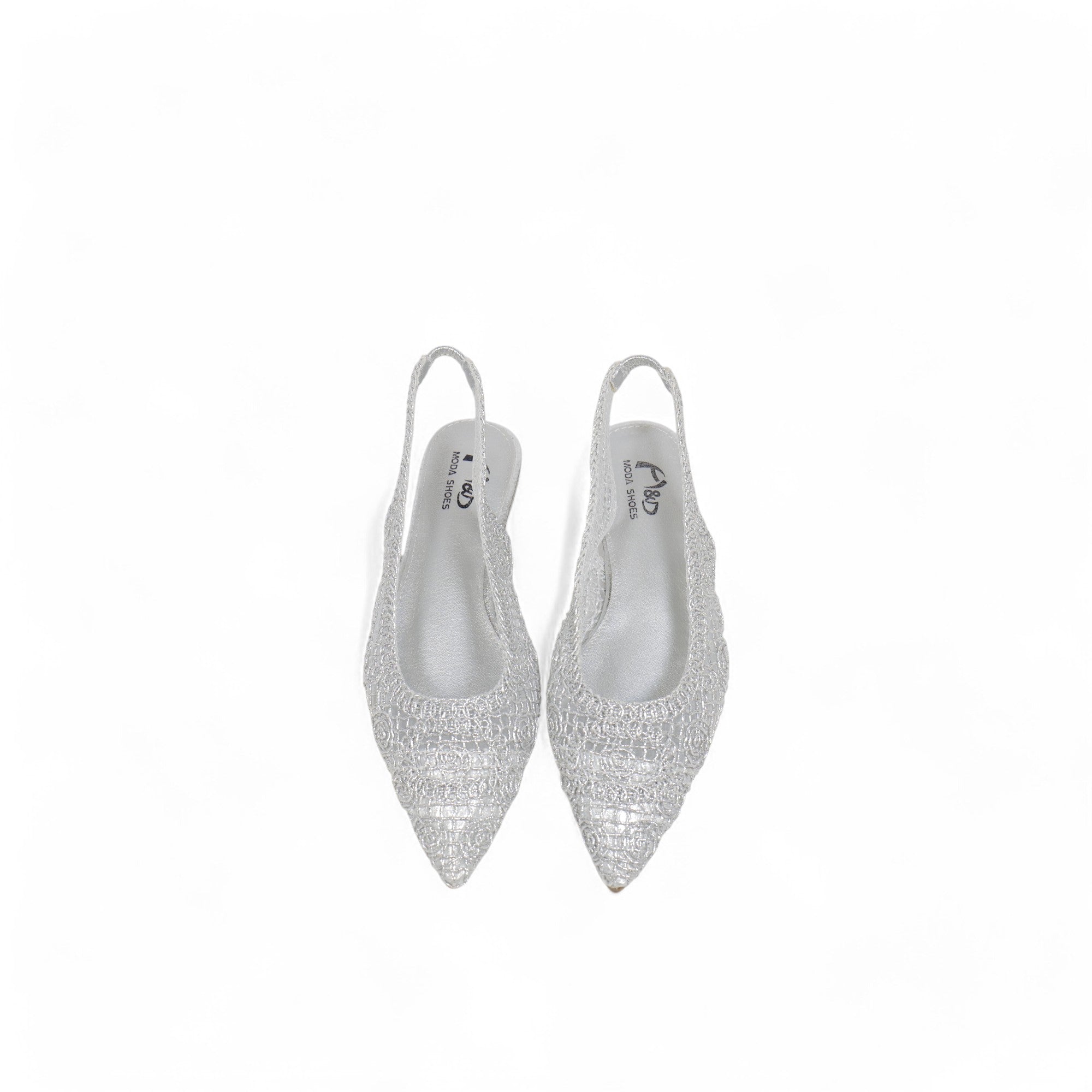 Sandalias planas Slingback de encaje bordado