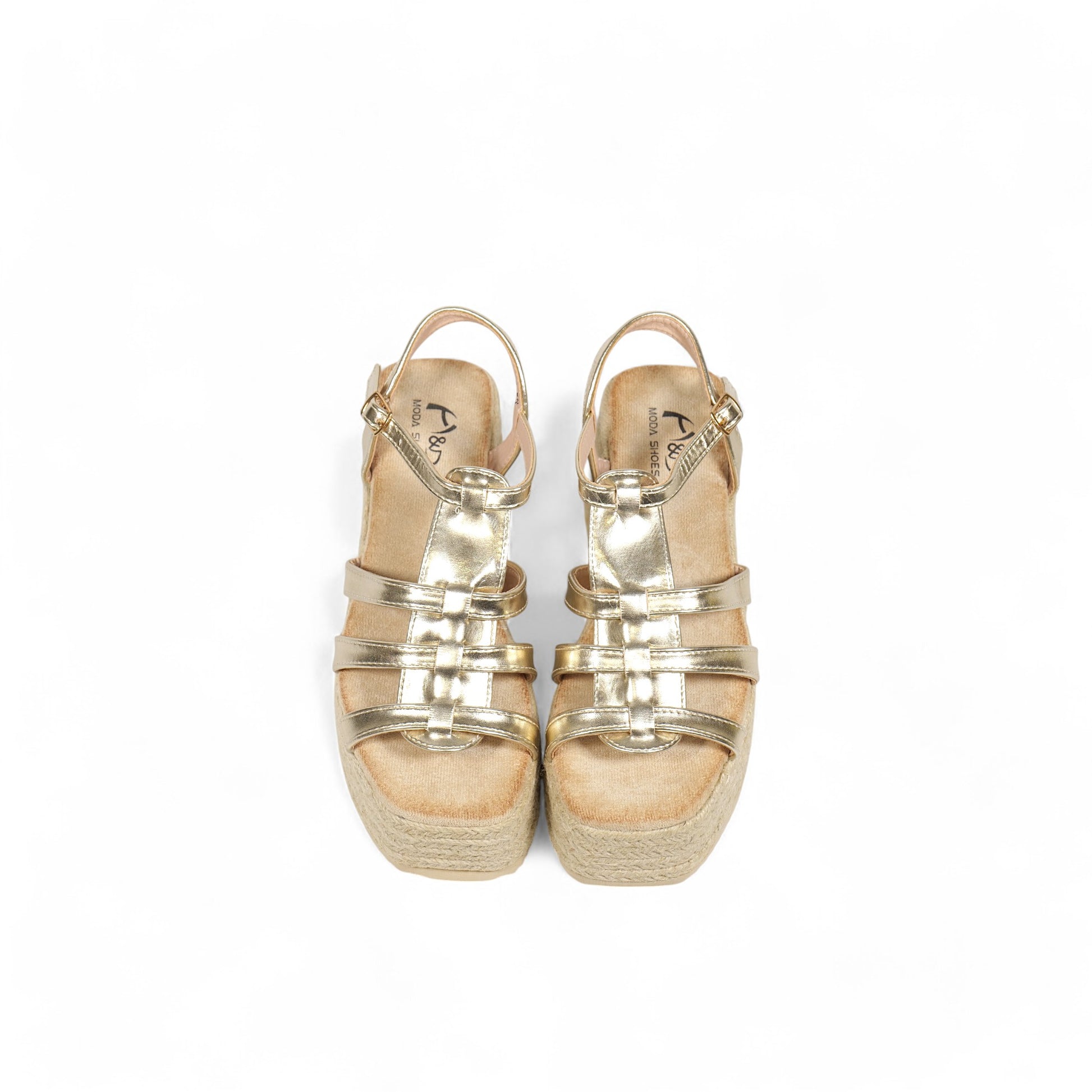 Sandalias de plataforma con cuña de yute y tiras finas cruzadas en efecto ante – Diseño cómodo y moderno para verano – Estilo boho chic disponible en negro, camel y dorado – Ideal para vestidos, shorts o jeans
