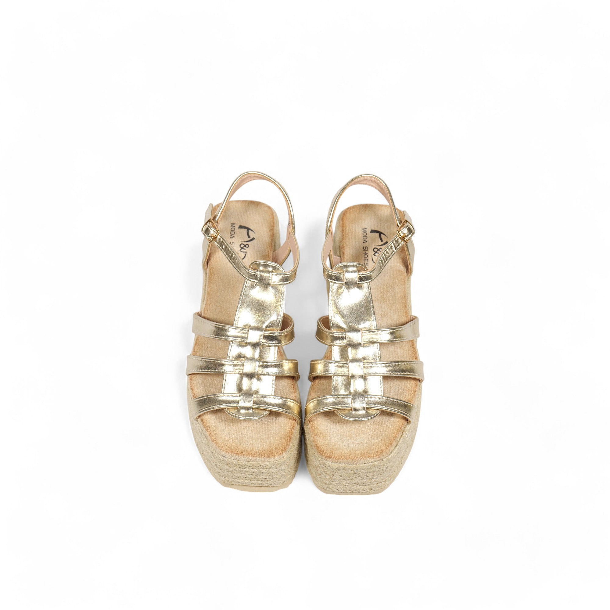 Sandalias de plataforma con cuña de yute y tiras finas cruzadas en efecto ante – Diseño cómodo y moderno para verano – Estilo boho chic disponible en negro, camel y dorado – Ideal para vestidos, shorts o jeans