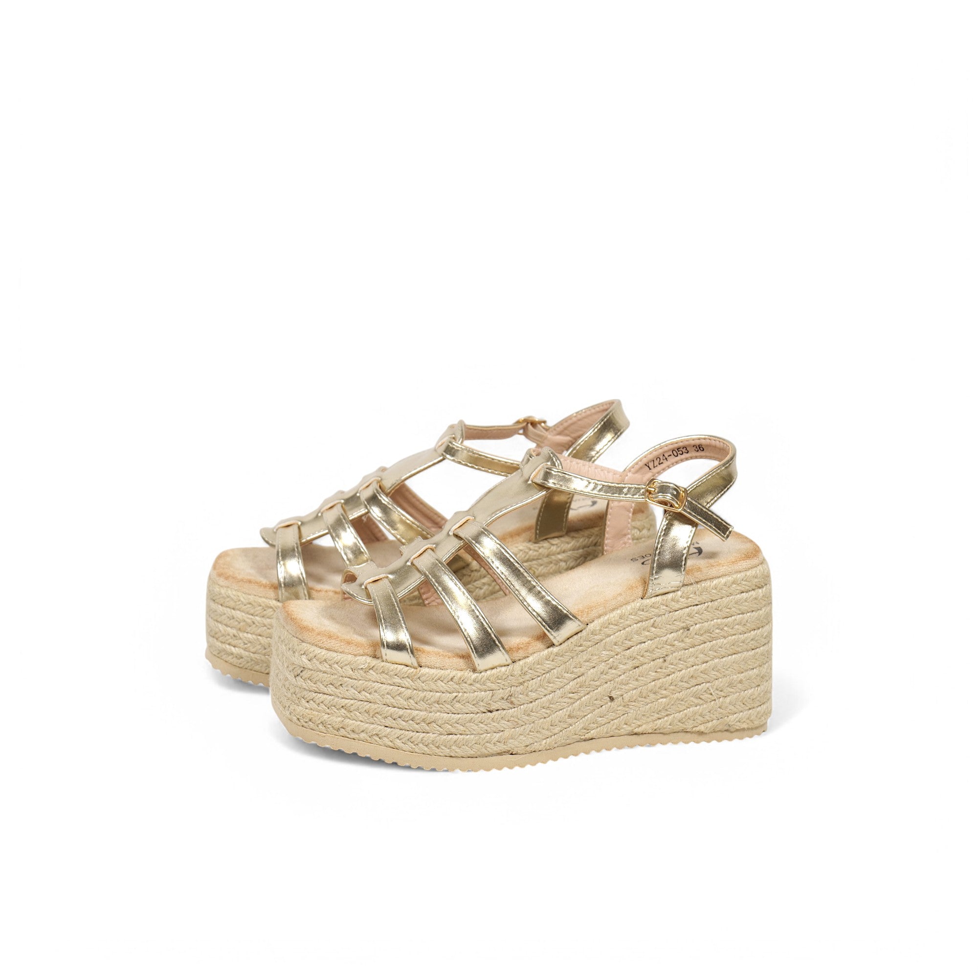 Sandalias de plataforma con cuña de yute y tiras finas cruzadas en efecto ante – Diseño cómodo y moderno para verano – Estilo boho chic disponible en negro, camel y dorado – Ideal para vestidos, shorts o jeans