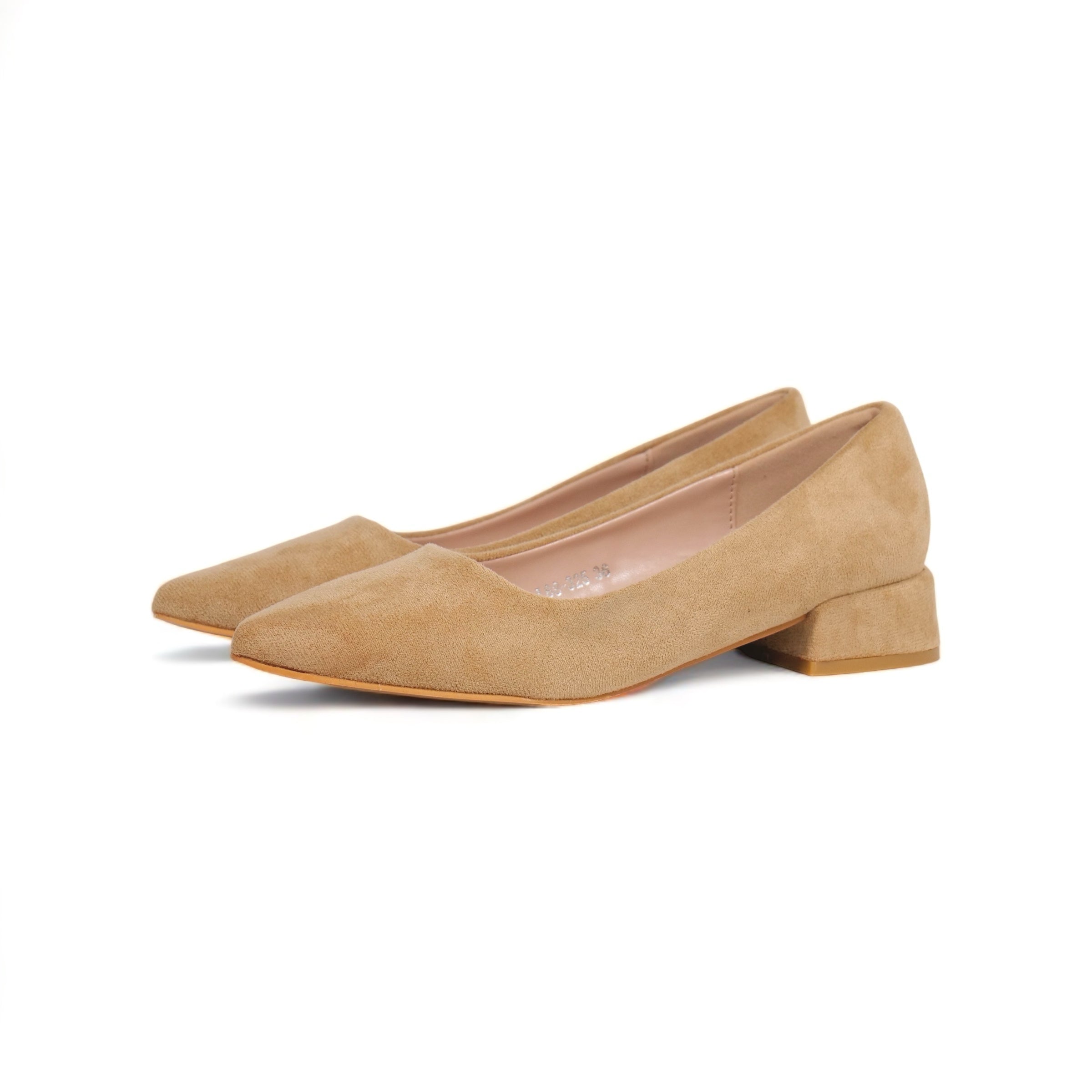 Zapatos de salón planos con punta fina efecto charol de color liso