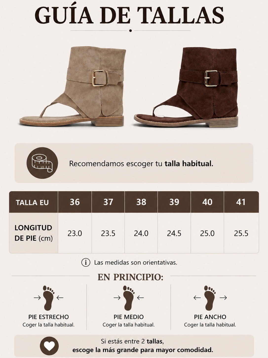 Sandalias Tipo Botín con Separación para el Dedo, Hebilla Decorativa y Acabado Efecto Ante en Color Taupe y Chocolate para Verano, Vacaciones y Looks Boho
