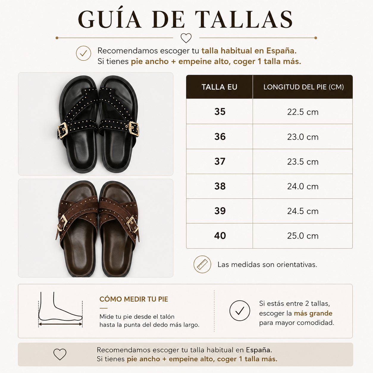 Sandalias planas para mujer con hebilla dorada y tachuelas, chanclas elegantes efecto ante en negro, camel y marrón chocolate