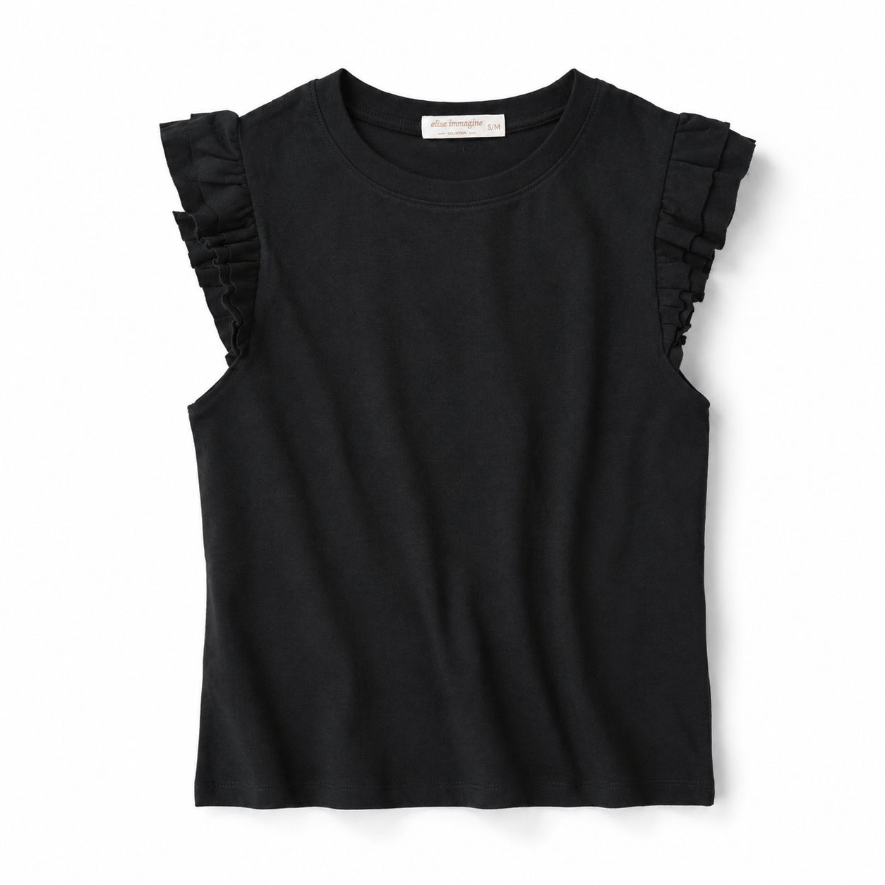 Camiseta sin mangas con volantes para mujer camiseta básica elegante verano top casual cómodo cuello redondo camiseta volante hombros para oficina vacaciones paseo diario combinar con vaqueros shorts faldas y pantalones