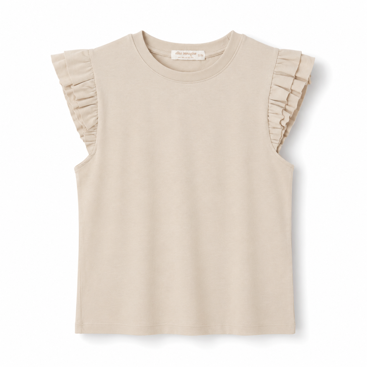 Camiseta sin mangas con volantes para mujer camiseta básica elegante verano top casual cómodo cuello redondo camiseta volante hombros para oficina vacaciones paseo diario combinar con vaqueros shorts faldas y pantalones