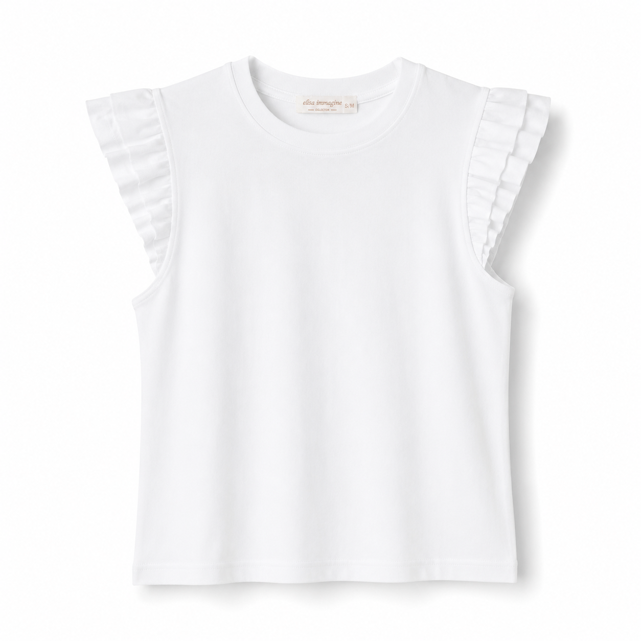 Camiseta sin mangas con volantes para mujer camiseta básica elegante verano top casual cómodo cuello redondo camiseta volante hombros para oficina vacaciones paseo diario combinar con vaqueros shorts faldas y pantalones