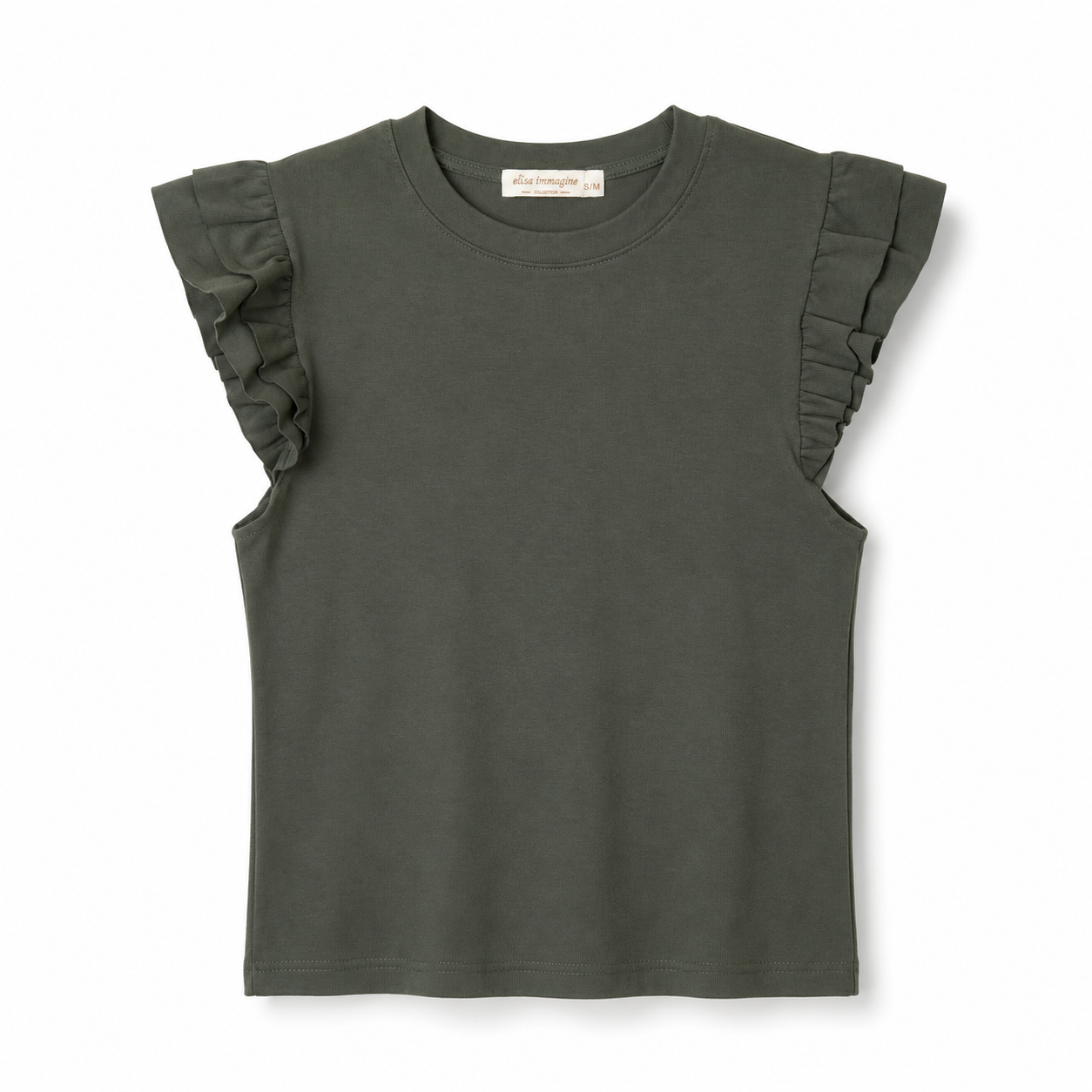Camiseta sin mangas con volantes para mujer camiseta básica elegante verano top casual cómodo cuello redondo camiseta volante hombros para oficina vacaciones paseo diario combinar con vaqueros shorts faldas y pantalones