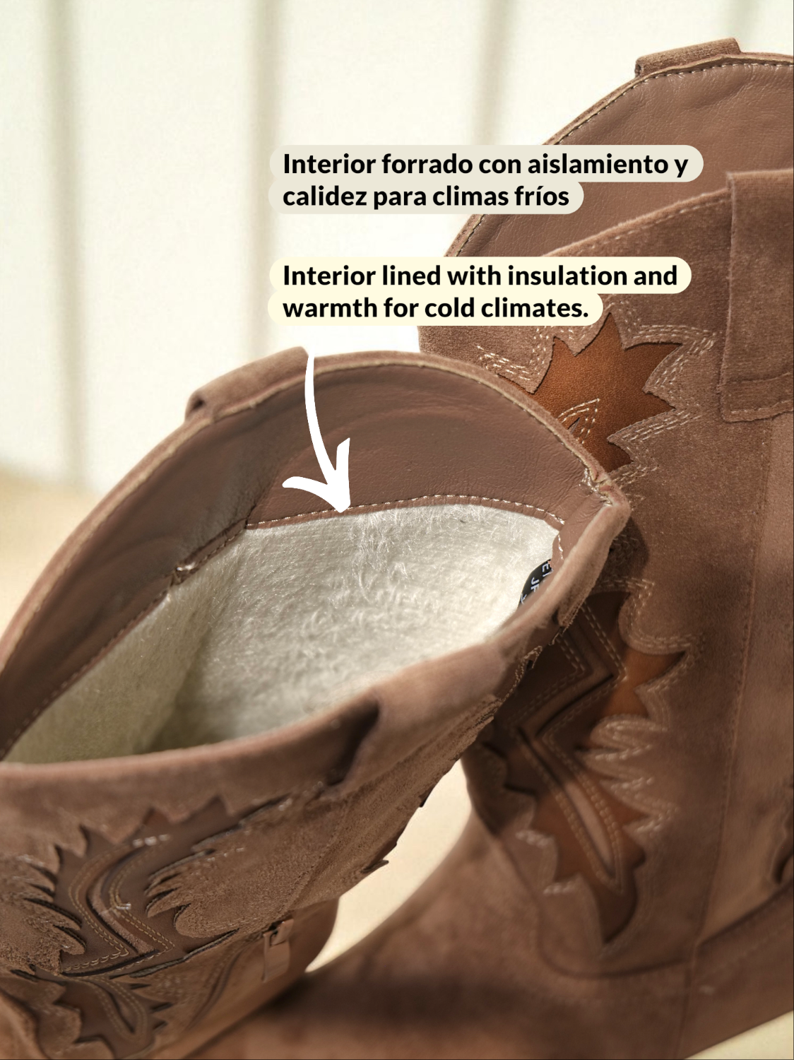 Botas cowboy de mujer altas estilo western con bordados y tacón medio en polipiel y ante sintético